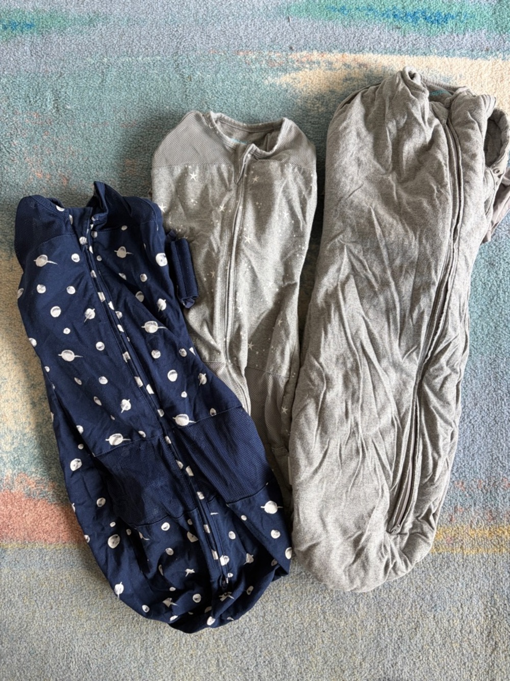 Snoo organic cotton Navy Planet Print & Gray Baby Sleep Sacks - 3-Pack